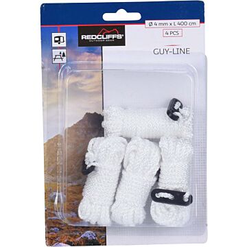 Redcliffs guy line 4 meters 4 pieces - white