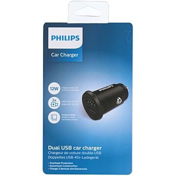 Philips Chargeur de Voiture Double USB DLP2510/03