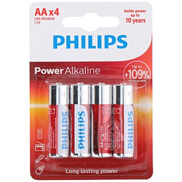 Philips AA Power Alkaline Battery Set - 4 pieces