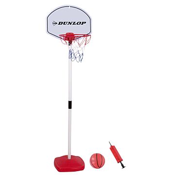 Dunlop Mini Basketbalset 117 cm - incl. Basketbalstandaard, Basketbal, Basketbalring, Basketbalnet, Speelbord, Basketbalpomp en Buis / Paal