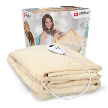 A wonderfully soft flannel electric heating blanket from Alpina. With remote control, timer and temperature setting.