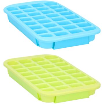 Ice Cube Holder 33 x 18.5 x 3.5 cm - Cube Shapes - Flexible Silicone Holder - 2 Pieces