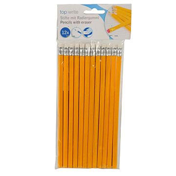 Topwrite Pencils with Eraser 12 pieces
