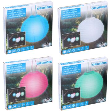 Grundig Solar Lampion LED - Solar Panel Lamp - 4 Pieces - Blue / White / Green / Pink