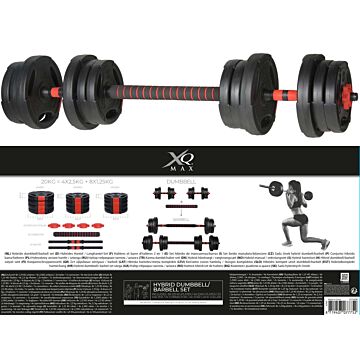 Dumbbell & Barbell 20 kg 3-in-1 Adjustable - 4 x 2,5 kg + 8 x 1,25 kg Weight plates