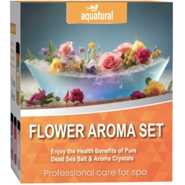 Aquatural Flower Aroma Set - badzout met Bloemen Aroma's - Rozen, Lavendel, Waterlelie