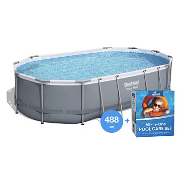 Bestway Power Steel Piscine 488 cm + Aquatural All-in-One Pool Care Set