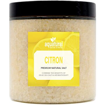 Aquatural Citron Premium Natural Bath Salt. Dead Sea Salt and Epsom Salt mix in a 350 gram jar. Ideal for Aromatherapy and Meditation.