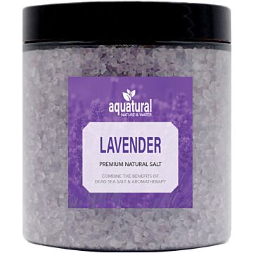 Aquatural Lavender Premium Natural Bath Salt. Dead Sea Salt and Epsom Salt mix in a 350 gram jar. Ideal for Aromatherapy and Meditation.
