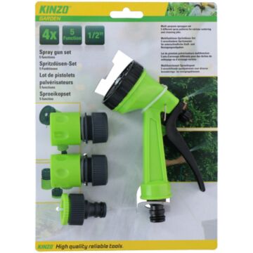 Kinzo Sprinkler Set with five Spray Settings including Sprinkler Head in Durable ABS Material, Faucet and 2 Couplers