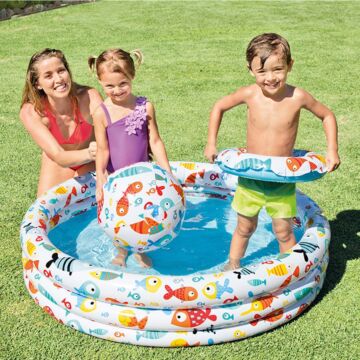 Intex Kinderzwembad Fishbowl inclusief strandbal en zwemband Ø 132 x 28 cm