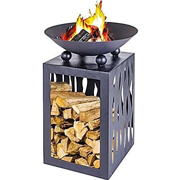 Fire Bowl with Wood Storage for Firewood