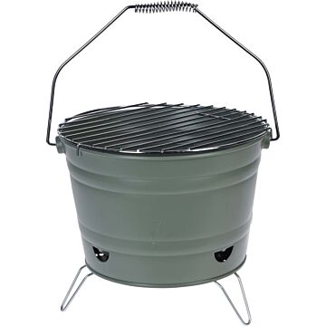 BBQ Barbecue Bucket Table Top with Grill - Ø 27 cm Charcoal - green